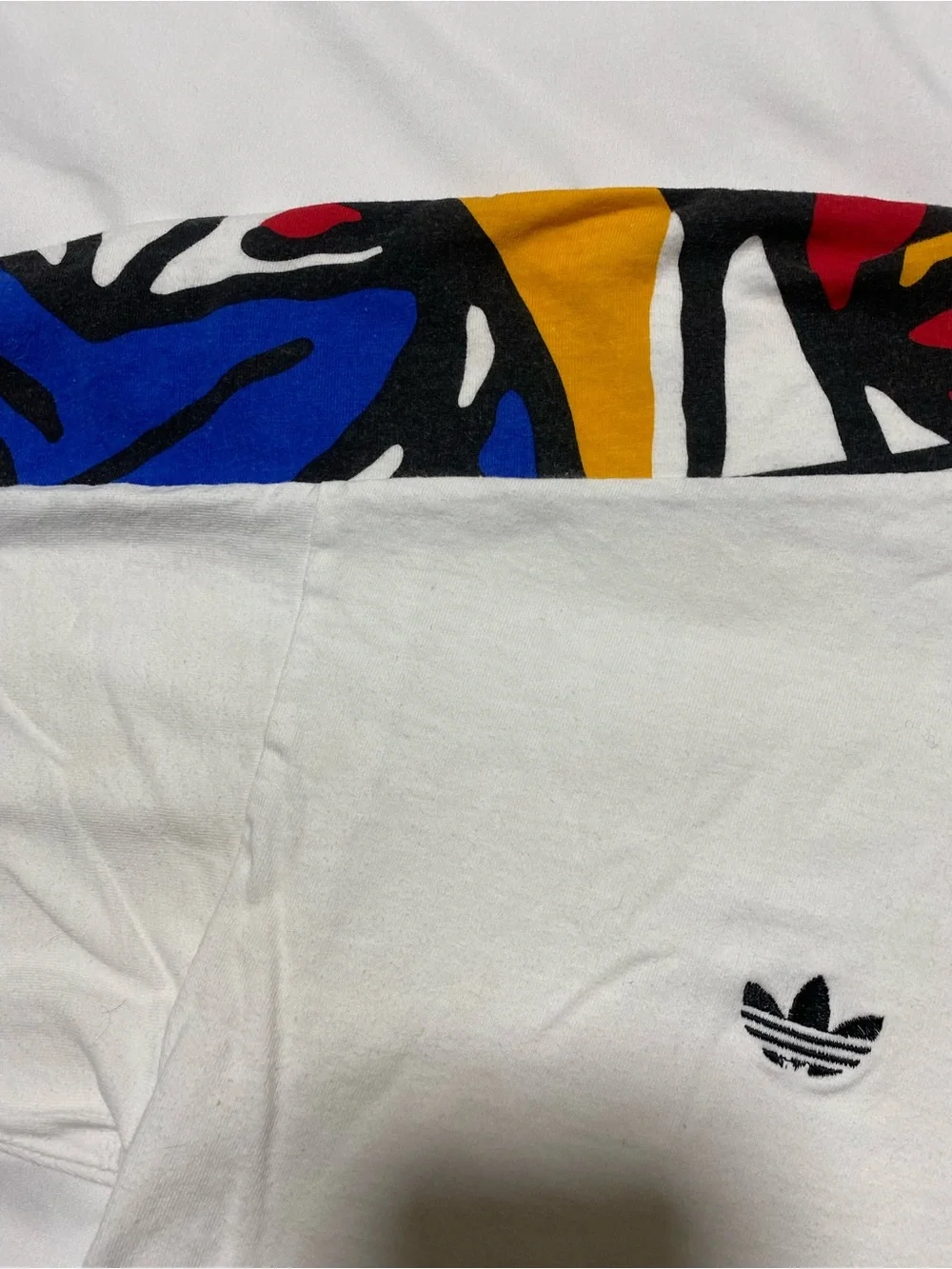 adidas White Polo with Bold Multicolor Shoulder Panels